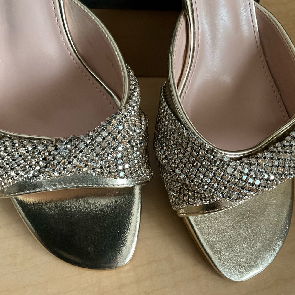 Gold Crystal Slingback Heeled Sandals - Women